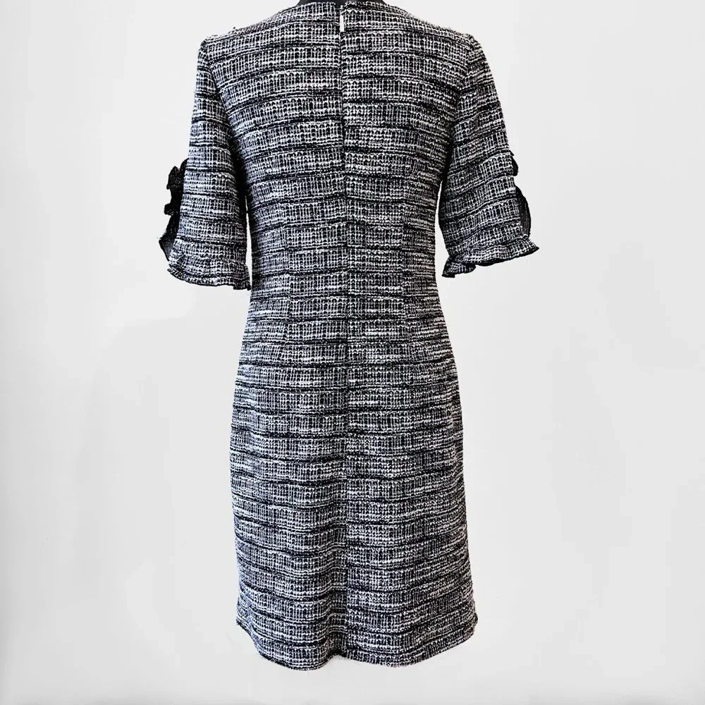 NEW! Karl Lagerfeld Paris Ruffle Pearl Trim Sleeve Dress- Size 4 - Picture 5 of 13
